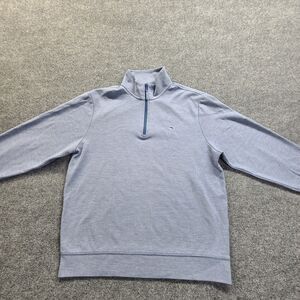 Vineyard Vines Pullover Mens Medium Light Blue 1/4 Zip Stretch Fleece Lined